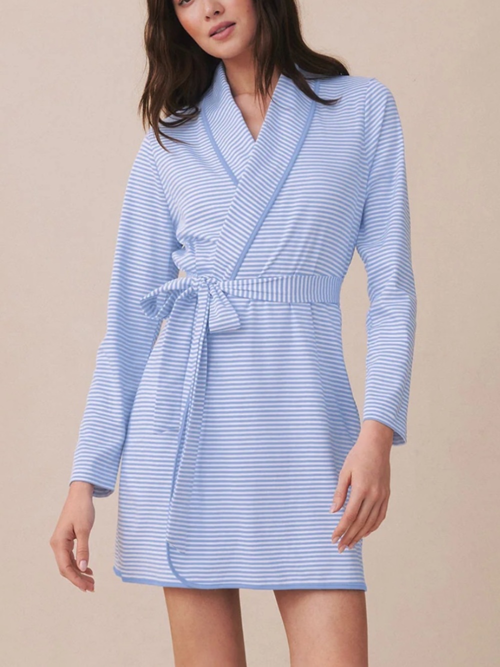 LAKE Women’s Pima Cotton Short Robe in Hydrangea
